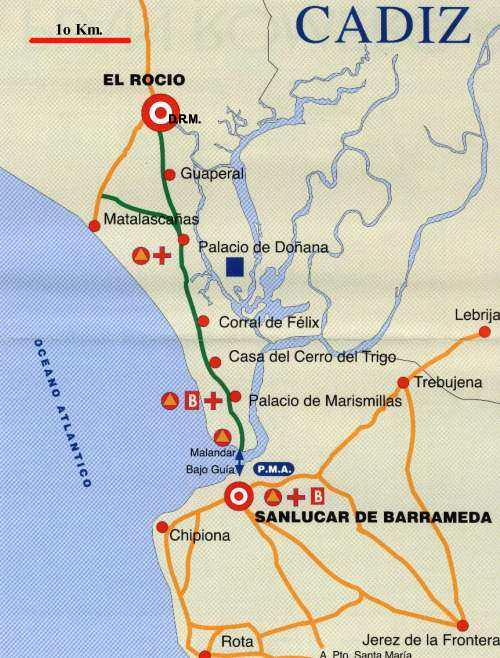 Plano camino de cadiz al rocio