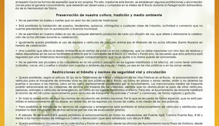 Peregrinación de Triana del 26 de enero de 2020 – Bando Municipal Restricciones Tráfico
